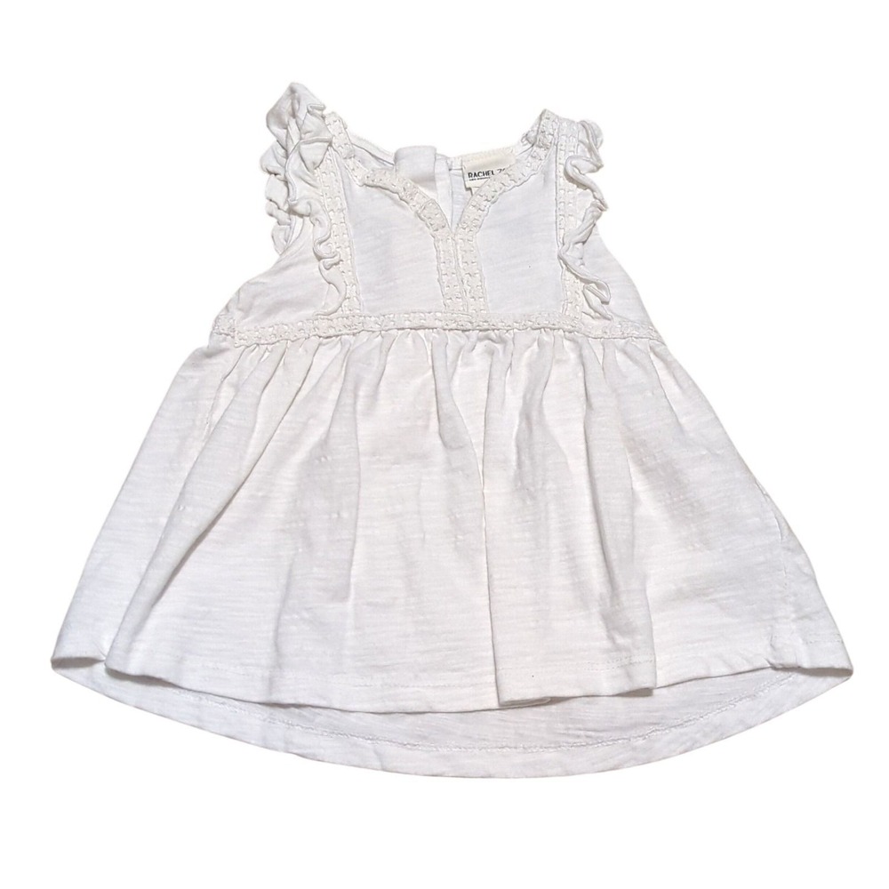 Rachel Zoe White Cotton Ruffle Tank Dress Crochet Lace Toddler Girls Sz 18M